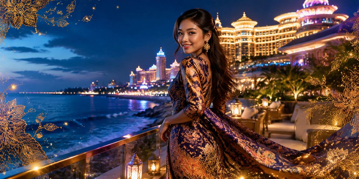 Pengguna membuat deposit selamat dalam pakaian batik di kawasan peranginan Genting Highlands