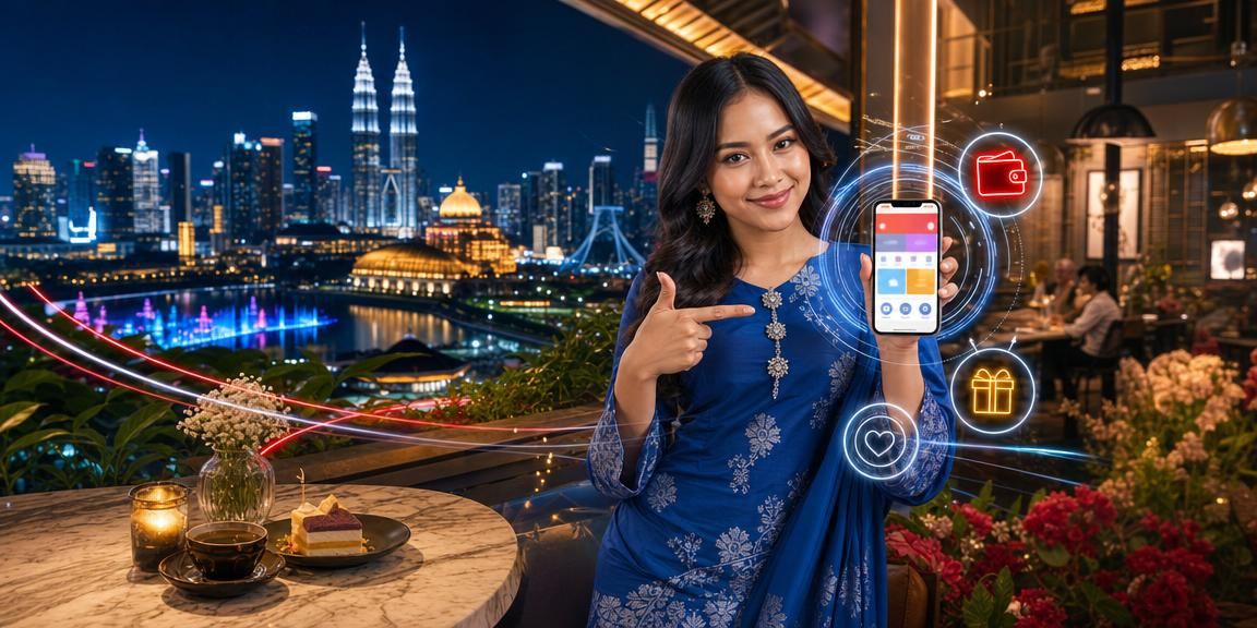 Wanita berbaju kurung menerima sampul merah bonus perayaan dalam suasana perayaan di Selangor